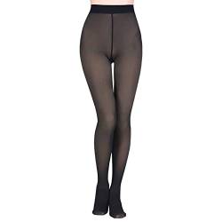 Damen-Leggings mit warmem Fleece gefüttert, durchsichtige Strumpfhosen, thermisch durchscheinend, Winter, dehnbar, hohe Taille, schmale Leggings, Schwarze Strumpfhose, Einheitsgröße von IZYJOY