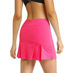 Ibeauti Damen Tennis-Skorts mit 3 Taschen, plissiert, mit Netz-Shorts für Laufen, aktives Training - Pink - Mittel von Ibeauti
