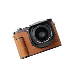 Iborrys Kamera-Spezialisierte Halbtasche aus echtem Leder, geeignet für Leica Q3 – Oberschicht aus Rindsleder + Metall-Bodenplatte + Handschaft, 3-in-1-Design (Retrobraun) von Iborrys
