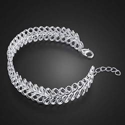 925 Sterling Silber Armband, Frauen Persönlichkeiten Mesh Armband, 925Er Sterling Silber Übertrieben Mädchen Armbänder, Einfachen Schmuck Armband Accessoires Festival Paar Geschenk Der Freundschaft von Ibralet