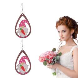 Ibuloule Kaninchen Ohrringe,Osterperlen Ohrringe | Ostern Hase Blumen Ohrhänger,Niedliche Hasen-Blumenkorb-Holzohrringe – lustige Osteraccessoires, Urlaubsschmuck für Frauen und Mädchen von Ibuloule