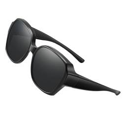 Ibuloule Polarisierte Sonnenbrillen für Herren, polarisierte Sonnenbrillen für Damen,Fitover Wrap-Around-Brille für Männer und Frauen | Quadratische Sonnenschutzrollos mit UV-Schutz zum Autofahren von Ibuloule