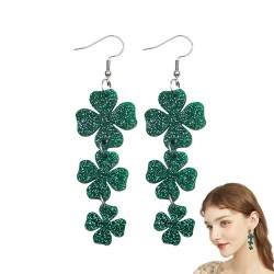 Ibuloule St. Patricks Day Ohrringe für Frauen, grüne Kleeblatt-Ohrringe - Irische Ohrringe für Frauen - Acryl-Tropfenohrringe, irische Mode, Glücksbringer, Kleeblatt-Ohrringe für Frauen und Mädchen von Ibuloule