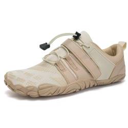 Barfußschuhe Herren Damen Traillaufschuhe Unisex Fitnessschuhe Zehenschuhe Barefoot Shoes(Beige, 40EU) von IceUnicorn