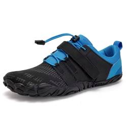 Barfußschuhe Herren Damen Traillaufschuhe Unisex Fitnessschuhe Zehenschuhe Barefoot Shoes(Schwarz Blau, 43EU) von IceUnicorn