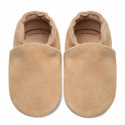 IceUnicorn Baby Lauflernschuhe Krabbelschuhe Baby Mädchen Jungen Lederschuhe Baby Weicher Leder Hausschuhe Baby Wildledersohlen Babyschuhe(Khaki, 18-24 Monate) von IceUnicorn