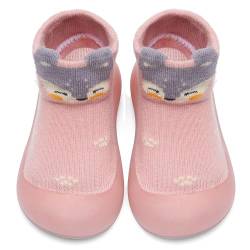 IceUnicorn Baby Sockenschuhe Krabbelsocken Baby Barfußschuhe Lauflernschuhe Baby Mädchen Junge Rutschfeste Cartoon Weicher Stricken Sockenschuhe(Fußabdruck Fuchs, 12-18 Monate) von IceUnicorn