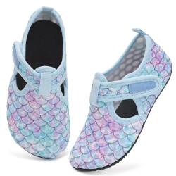 IceUnicorn Badeschuhe Kinder Schwimmschuhe Jungen Mädchen Strandschuhe Baby Aquaschuhe Barfußschuhe Kleinkind Wasserschuhe(0XMXQ-Fischschuppen lila-grün, 24/25 EU) von IceUnicorn