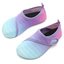 IceUnicorn Badeschuhe Kinder Schwimmschuhe Jungen Mädchen Strandschuhe Baby Aquaschuhe Barfußschuhe Kleinkind Wasserschuhe(JB Lila Grün, 30/31 EU) von IceUnicorn