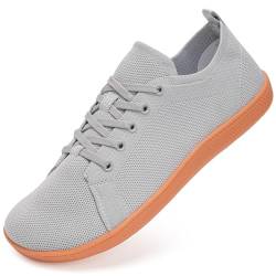 IceUnicorn Barfußschuhe Damen Herren Breite Zehenbox Traillaufschuhe Walkingschuhe Weit Füße Minimalistische Sneaker(Grau, 41EU) von IceUnicorn