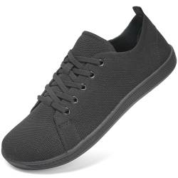 IceUnicorn Barfußschuhe Damen Herren Breite Zehenbox Traillaufschuhe Walkingschuhe Weit Füße Minimalistische Sneaker(Schwarz, 37EU) von IceUnicorn