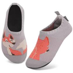 IceUnicorn Hausschuhe Kinder Atmungsaktive Pantoffeln Leicht Rutschfest Kleinkinder Hüttenschuhe Jungen Mädchen Slippers(AB Fuchs,22/23EU) von IceUnicorn