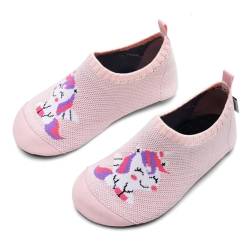 IceUnicorn Hausschuhe Kinder Atmungsaktive Pantoffeln Leicht Rutschfest Kleinkinder Hüttenschuhe Jungen Mädchen Slippers(FZ.Rosa Einhorn,26/27EU) von IceUnicorn