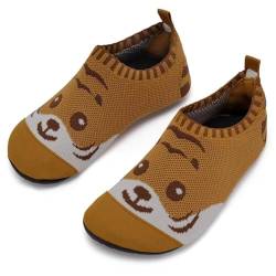 IceUnicorn Hausschuhe Kinder Atmungsaktive Pantoffeln Leicht Rutschfest Kleinkinder Hüttenschuhe Jungen Mädchen Slippers（Tiger Braun,30/31EU von IceUnicorn