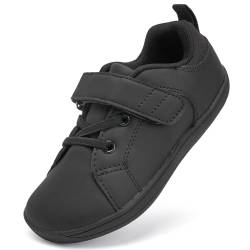 IceUnicorn Kinder Breite Barfußschuhe Jungen Mädchen Sneaker Walking Schuhe Hausschuhe Minimalistische Traillaufschuhe(208 Schwarz, 29EU) von IceUnicorn