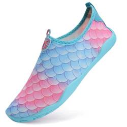 IceUnicorn Schwimmschuhe Unisex Damen Herren Strandschuhe Aquaschuhe Badeschuhe Wasserschuhe Surfschuhe Sommer(350 Pink Blau, 39EU) von IceUnicorn