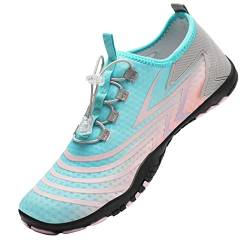 IceUnicorn Schwimmschuhe Unisex Damen Herren Strandschuhe Aquaschuhe Badeschuhe Wasserschuhe Surfschuhe Sommer(W.Pink Blau, 37EU) von IceUnicorn