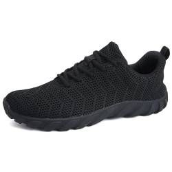 Leicht Walkingschuhe Knit Damen Fitnessstudio Trailrunning Schuhe Herren Sportschuhe Freizeit Fashion(317schwarz,42EU) von IceUnicorn