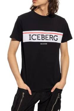 Iceberg Herren T-Shirt Bicolor Logo Black, Schwarz , XL von Iceberg