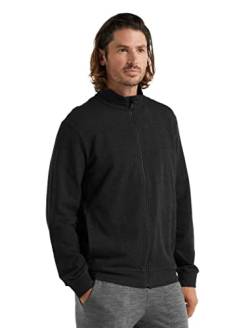 Icebreaker Merinowolle Herren Mid Layer - Central Langärmeliges Top mit Reißverschluss | Pullover ohne Kapuze | Sweater | Merino Pullover | Pullover Baumwolle - Schwarz, L von Icebreaker