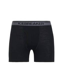 Icebreaker Merinowolle Herren Unterwäsche - Anatomica Boxershorts mit Eingriff | Unterhosen Männer | Boxershorts | Unterwäsche | Merino Unterwäsche | Thermounterwäsche - Schwarz, S von Icebreaker