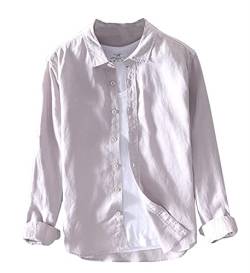 Icegrey Beiläufig Langarm Leinen Shirts Strand Hemden Herren Leinen Hemden Tiefes Grau 50 (3XL EU) von Icegrey