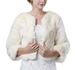 Icegrey Damen Brautzusatz Kunstpelz Hochzeit Braut Schal Brautjacke Cape Weiß von Icegrey