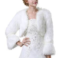 Icegrey Damen Pelz Bolero Braut Hochzeit Fell Jacke aus künstlichem Fuchspelz Weiß von Icegrey