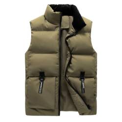 Icegrey Gesteppte Pufferweste für Herren Herbst und Winter Leichte ärmellose Weste Verdickte Warme Gilets Mäntel Khaki L von Icegrey