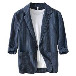 Icegrey Herren Casual Baumwoll Leinen Jacke Leichtgewicht 2 Knopf Blazer Sporty Slim fit Leisure Blazer, Navy, XL von Icegrey