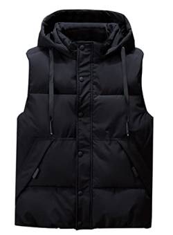 Icegrey Herren Daunenweste mit Kapuze ärmellos leicht Bodywarmer Steppweste Warm Gilet Stehkragen, Schwarz 2, L von Icegrey