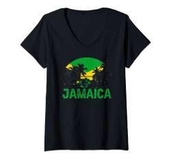 Damen Jamaika Reggae Jamaica Urlaub T-Shirt mit V-Ausschnitt von Ich Liebe Jamaika