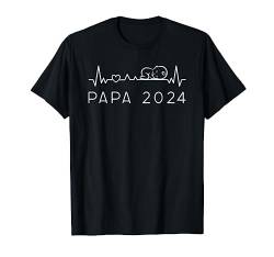 Papa 2024 Herzschlag Baby Ankündigung Für Werdende Väter T-Shirt von Ich Werde Papa 2024 Herzschlag Für Werdenden Vater