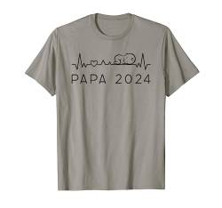 Papa 2024 Herzschlag Baby Ankündigung Für Werdende Väter T-Shirt von Ich Werde Papa 2024 Herzschlag Für Werdenden Vater