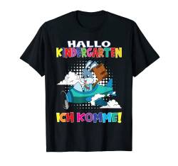 Hallo Kindergarten Ich Komme! Hase Mit Flugzeug T-Shirt von Ich bin ein Kindergartenkind Geschenke 2023.