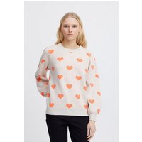 Ichi Strickpullover IHBRIELLE LS2 Femininer Strickpullover mit Herzchen-Print von Ichi