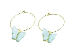 Blau Schmetterling Ohrringe für Damen Baumelnde Ohrhänger Creolen Hänger 925 Sterling Silber von Ichlovdu