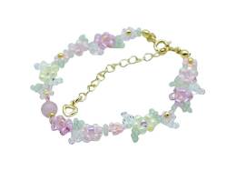 Ichlovdu Rosa Blumen Perlen Armband Handgefertigt Gänseblümchen Boho Böhmische Herz Armbänder für Frauen Mädchen von Ichlovdu