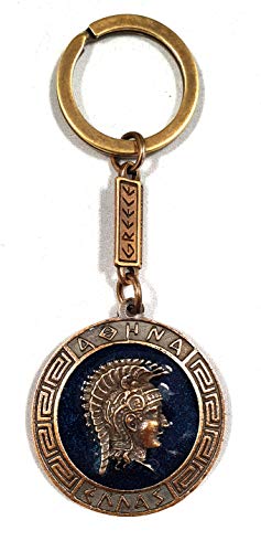IconsGr Schlüsselanhänger Antike Münze Athena Schild Göttin Athena Schlüsselanhänger Blau, gold, L von IconsGr