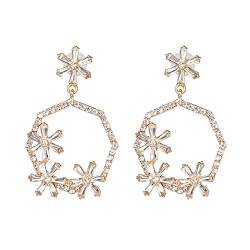 Idin Jewellery Klare Kristall-Blumen-Ohrringe mit achteckigen Kreolen, Kristall von Idin Jewellery