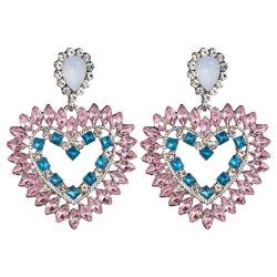 Idin Jewellery Rosa und blaue Kristall-Herz-Ohrringe, Kristall von Idin Jewellery