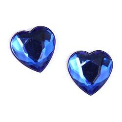 Idin Ohrclips - Blaue facettierte Herzen aus Acryl (16 x 16 mm) von Idin