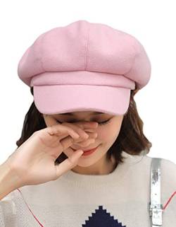 Idopy Damen Retro Schirmmütze Ivy Newsboy Paperboy Baker Boy Beanie Gatsby Cabbie Maler Mütze, rose, Einheitsgröße von Idopy