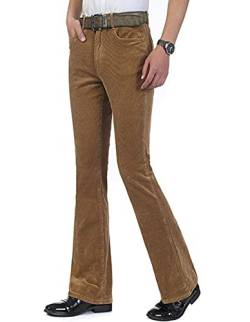 Idopy Herren Classic Corduroy Bell Bottom Flares Jeans Stretchy 60er 70er Jahre Bootcut Pants Hose von Idopy
