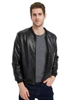 Idopy Herren PU Kunstleder Jacke Casual Stehkragen wasserdichte Oberbekleidung von Idopy