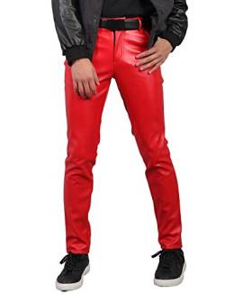 Idopy Herren Party Kostüm Kunstlederhosen Motorrad Bikerhose von Idopy