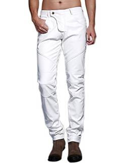 Idopy Herren Schlanke Passform Party Performance Biker Faux Leder Jeans Hosen Pu-Hose von Idopy