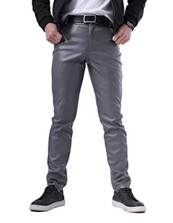 Idopy Herren Sommer Business Thin Slim Fit PU Kleid Kunstleder Hosen Jeans von Idopy