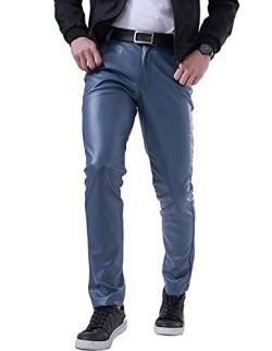 Idopy Herren Sommer Business Thin Slim Fit PU Kleid Kunstleder Hosen Jeans von Idopy