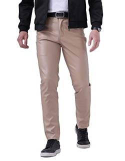 Idopy Herren Sommer Business Thin Slim Fit PU Kleid Kunstleder Hosen Jeans von Idopy